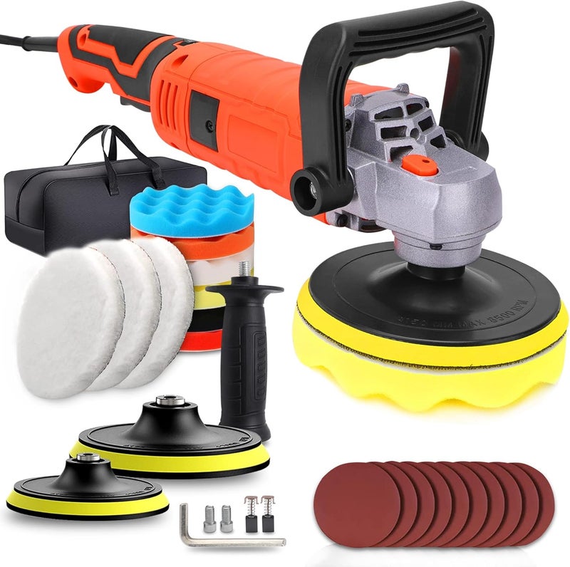 EZISOE Buffer Polisher, Powerful Buffer Waxer, 7 Variable Speed 1000-3500 RPM,Rotary Polisher with 6" and 7" Backing Plate, 1580W Rotary Polisher for Car Polishing, Waxing, Glaze, Sanding - Image 1